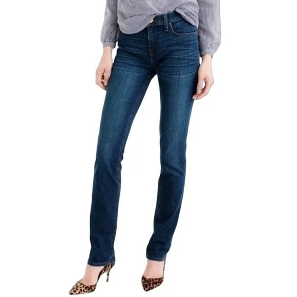 J.Crew Womens Matchstick Slim Straight Med Wash Jeans Distressed Denim Size 27R - Picture 1 of 16
